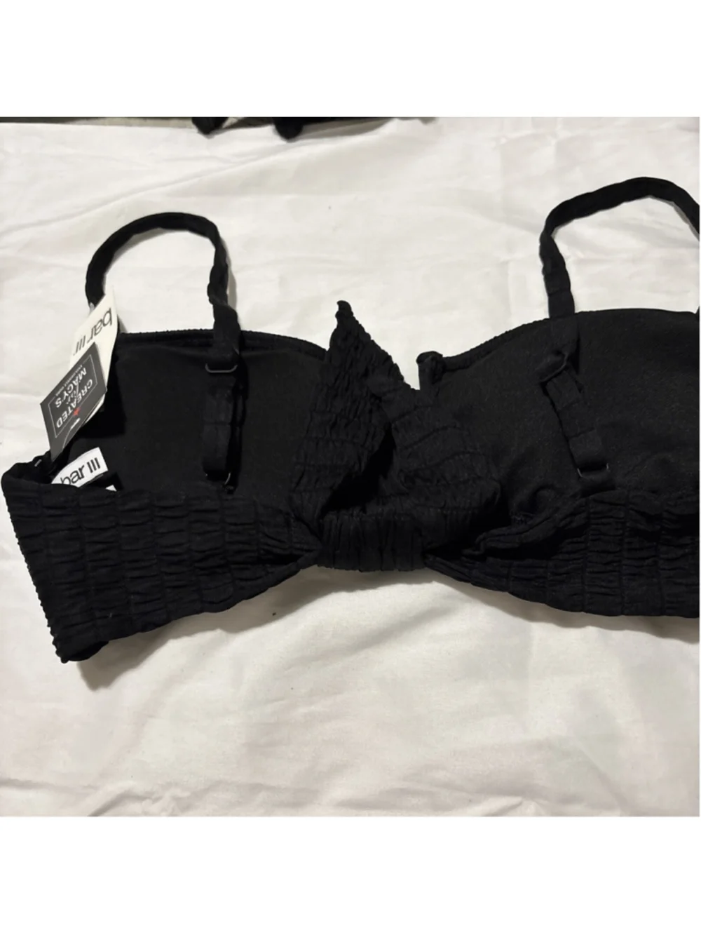 Bar III X7310 Women's Pucker up V-Wire Bralette Bikini Top, Black, M
